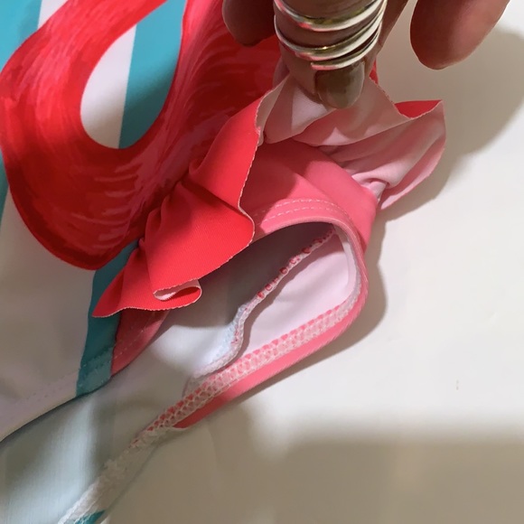 Girls Flamingo One Piece Swimsuit & Headband • NEW - Picture 5 of 7